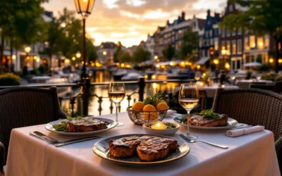 Zijn er steakhouses met terras aan het water in Amsterdam?